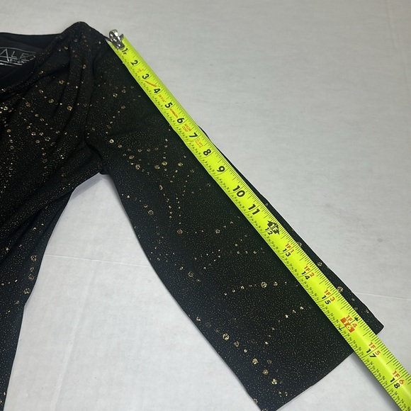 Alex Evenings Women’s Size 8 Black Gold 3/4 Sleeve Midi Knee Length Dress - Picture 11 of 13